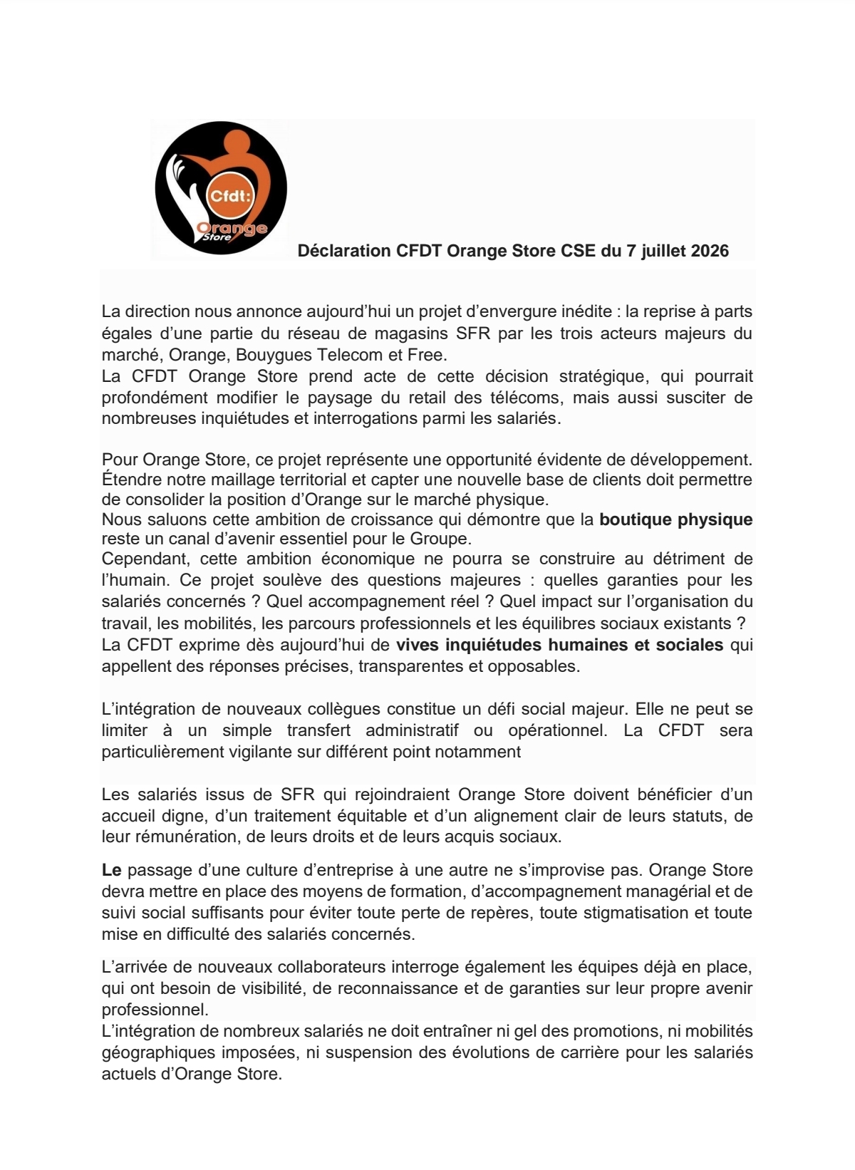 dclaration du 7 juillet 2026